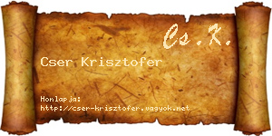 Cser Krisztofer névjegykártya